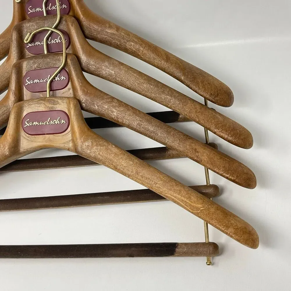 Samuelsohn Suit Coat Hanger Heavy Duty Composite Wood Lot of 4 Hangers Clothing